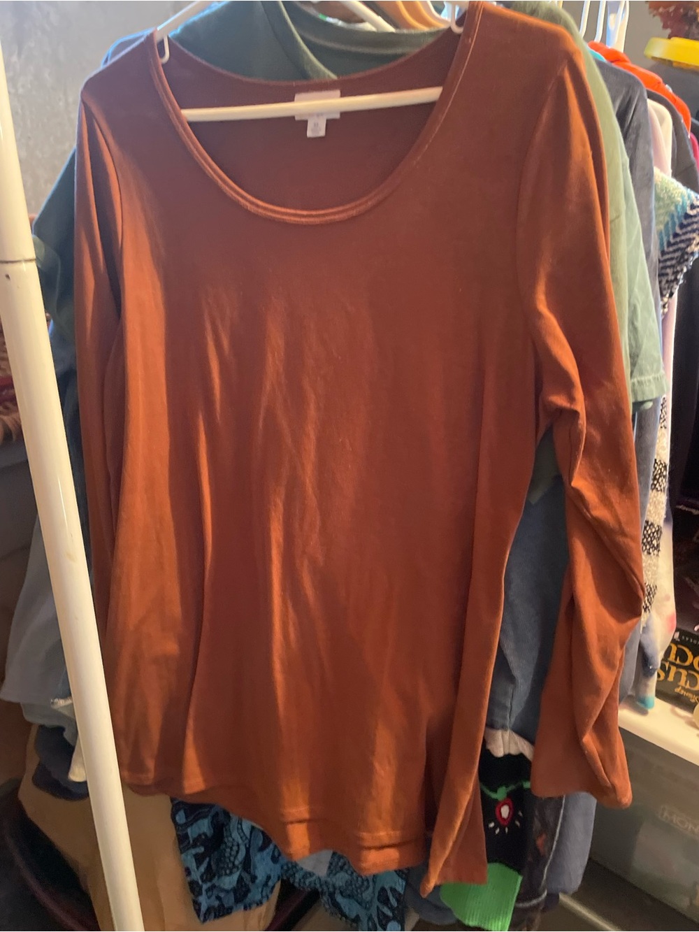 LuLaRoe Burnt Orange Long Sleeve Scoop Neck Top